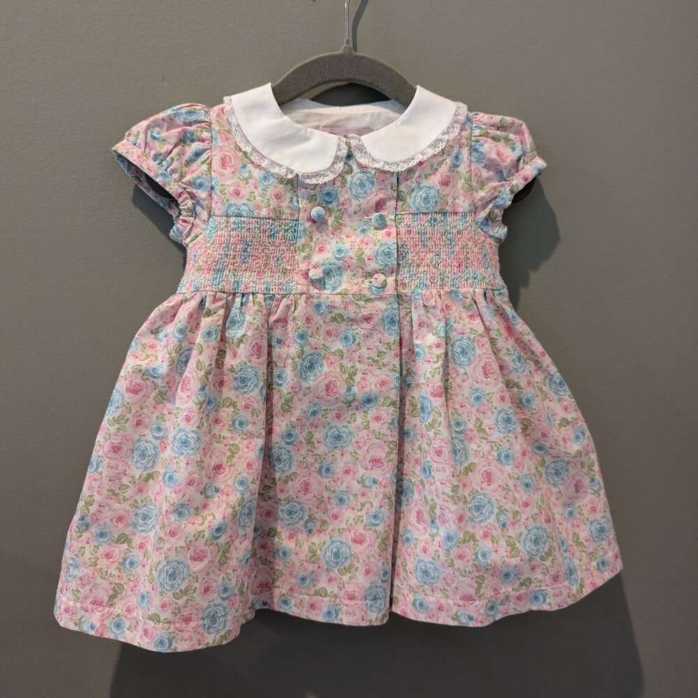 Trotters London Alice Floral Smocked Dress, 6 - 12 Months